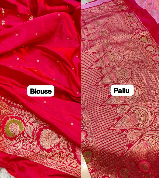 Premium Mashru Silk Zari Weaving Saree with Running Blouse