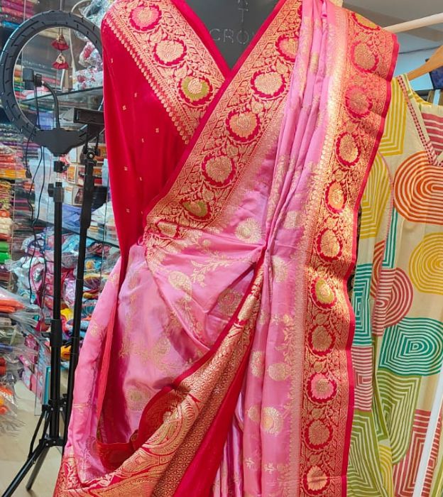 Premium Mashru Silk Zari Weaving Saree with Running Blouse