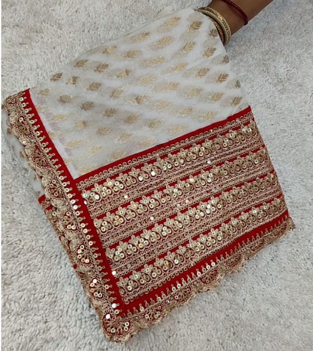 Elegant Partywear Saree with Designer Weaving Border