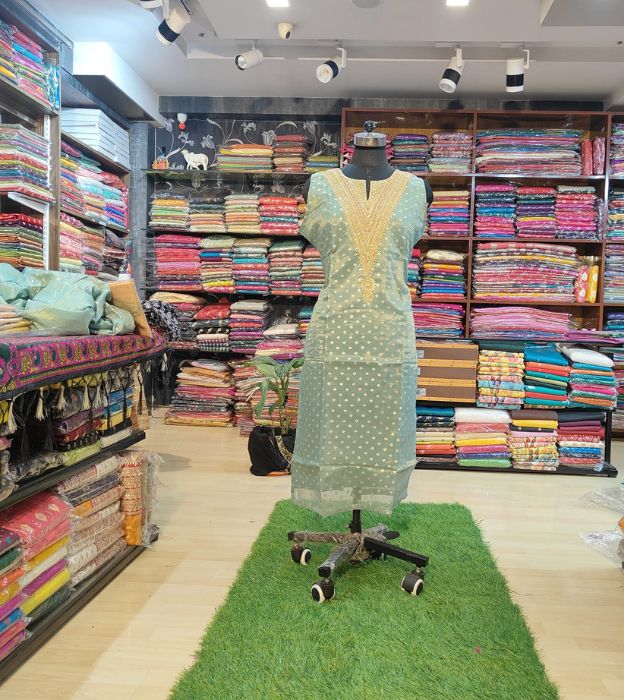 Premium Tissue Kurti with Elegant Neck Work