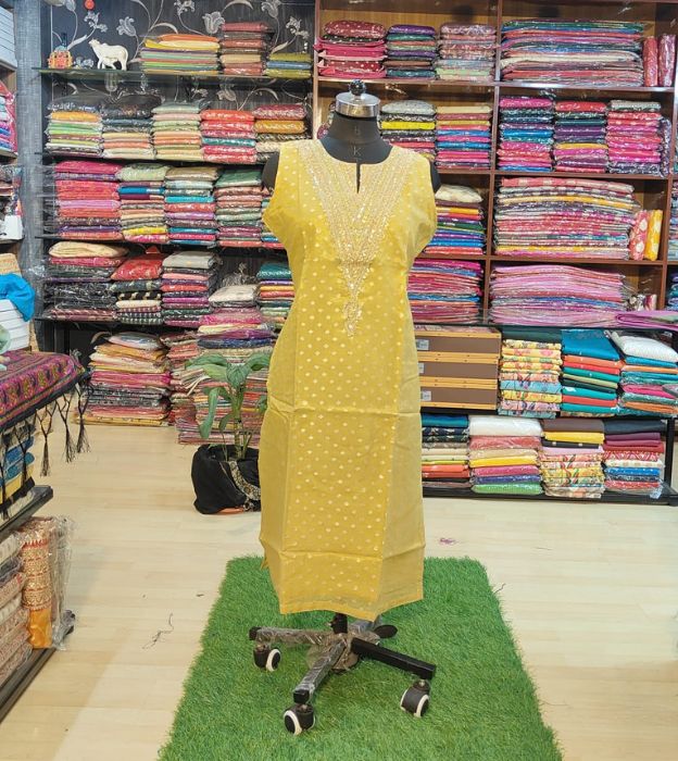 Premium Tissue Kurti with Elegant Neck Work