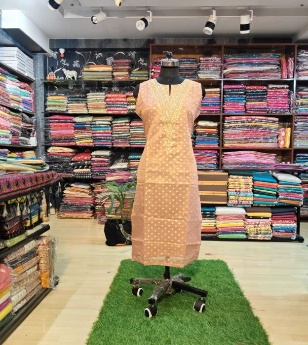 Premium Tissue Kurti with Elegant Neck Work