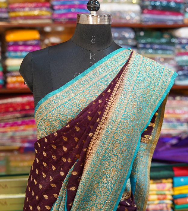 Pure Katan Banarasi Saree With Gold Polish Zari & Patli Pallu