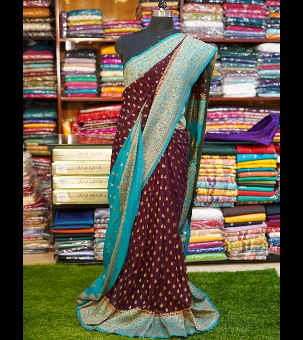 Pure Katan Banarasi Saree With Gold Polish Zari & Patli Pallu