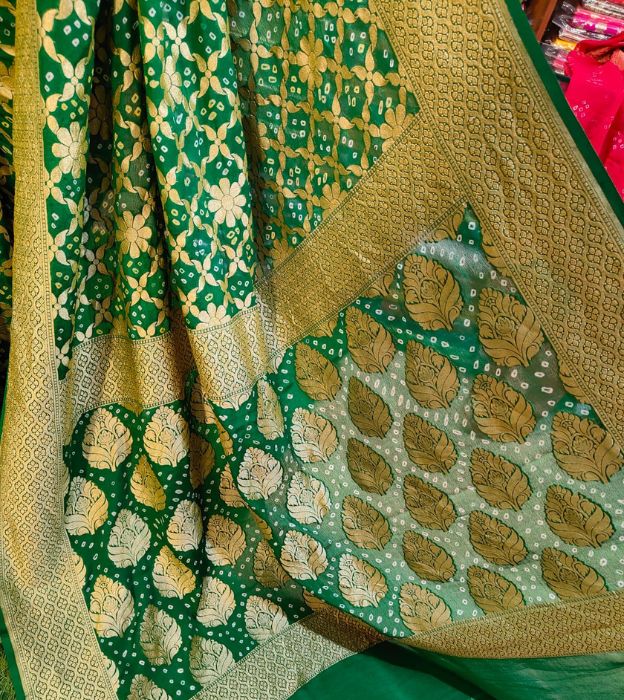 Elegant Green Khaddi Georgette Banarasi Saree