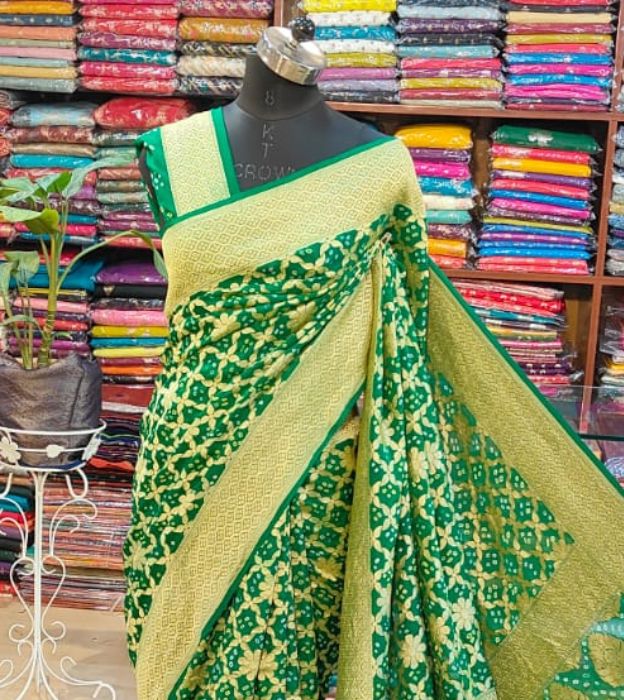 Elegant Green Khaddi Georgette Banarasi Saree
