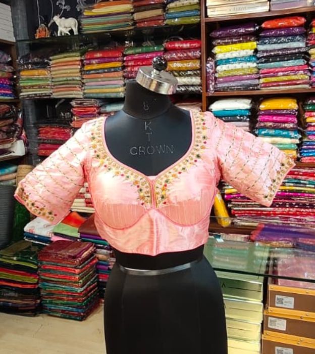 Elegant Raw Silk Zari & Resham Embroidered Blouse